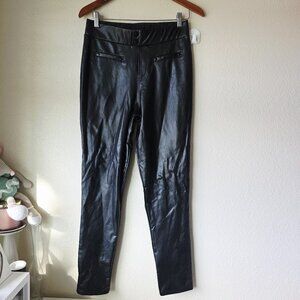Mia Rose Black Stretch Faux Leather High Rise Light Fleece Lined Pants Womens L